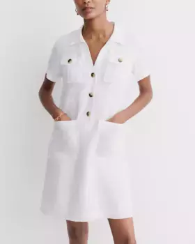 Платье из 100% льна с короткими рукавами Caroll, белый