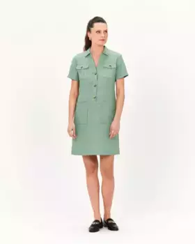 Платье из 100% льна с короткими рукавами Caroll, светло-зеленый