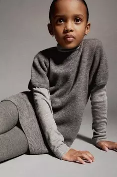 Платье из 100% шерсти ZARA, серый мергель