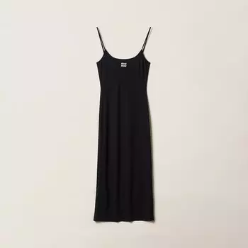 Платье из эластичного джерси Miu Miu, черный
