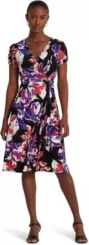 Платье из эластичного джерси с цветочным принтом LAUREN Ralph Lauren, цвет Black/Purple/Multi