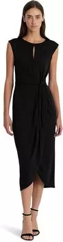 Платье из эластичного джерси с завязкой спереди LAUREN Ralph Lauren, черный