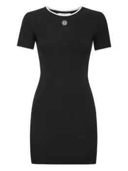 Платье из эластичного хлопка Philipp Plein, черный