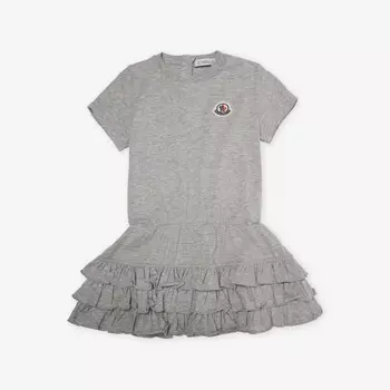 Платье из эластичного хлопка с фирменной нашивкой 6 месяцев-3 года Moncler, серый