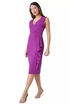 Платье из эластичного крепа с запахом и драпировкой Roman, фиолетовый