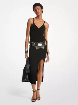 Платье из эластичного крепа в рубчик Michael Kors, черный