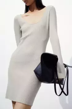 Платье из эластичного трикотажа H&M, бежевый