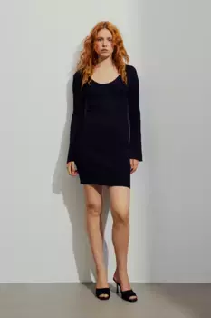 Платье из эластичного трикотажа H&M, черный