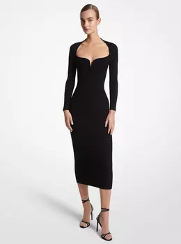 Платье из эластичной вискозы в рубчик Michael Kors, черный