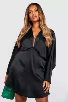 Платье из атласа платье-скейтер Boohoo, черный