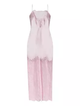 Платье из атласа с кружевной отделкой LoveShackFancy, розовый