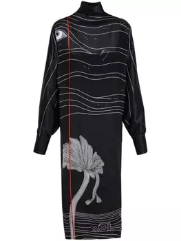 Платье из атласа с принтом Ferragamo Spirit