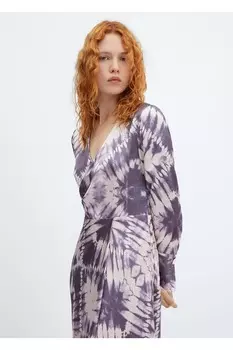 Платье из атласного батика Mango, фиолетовый