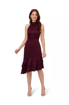 Платье из атласного крепа Adrianna Papell, фиолетовый