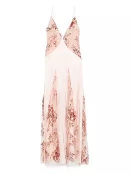 Платье из атласного кружева Elisabetta Franchi, розовый