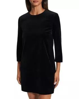 Платье из бархата с короткими рукавами Theory, черный