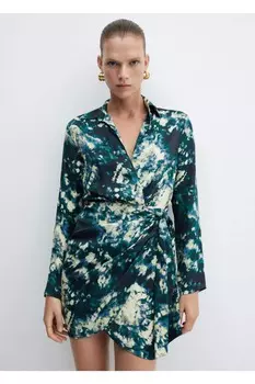 Платье из батика с узлом Mango, зеленый