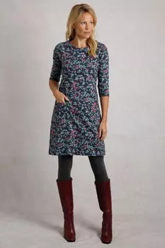 Платье из блестящего джерси с органическим принтом от markle Weird Fish, синий