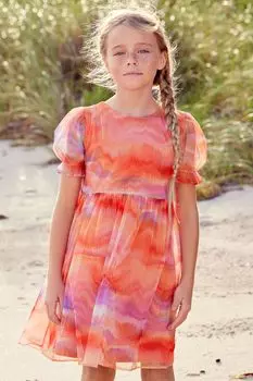 Платье из блестящей сетки (3–16 лет) Next, оранжевый