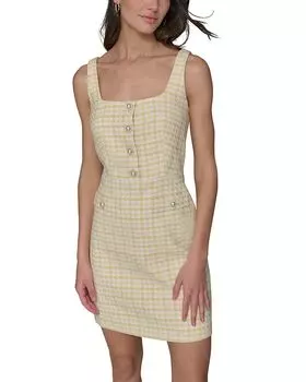 Платье из букле-твида с квадратным вырезом KARL LAGERFELD PARIS, желтый