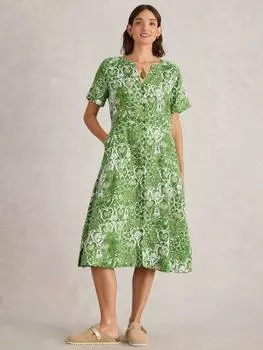 Платье из чистого льна iris White Stuff, зеленый