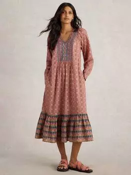 Платье из чистого органического хлопка с вышивкой эбигейл White Stuff, розовый/разноцветный