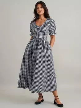 Платье из чистого органического хлопка в клетку от флосси Nobody's Child, черный/белый