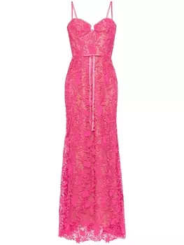 Платье из цветочного кружева Marchesa Notte, розовый