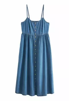 Платье из денима BUTTON THROUGH MIDI TALL REGULAR FIT Next, синий деним