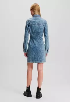 Платье из денима LSLV PINTUCK Karl Lagerfeld Jeans, светло-голубой деним