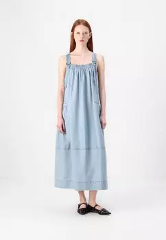 Платье из денима MACHU MIDI Free People, синий