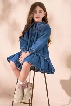 Платье из денима Rafferty со звездным воротником Angel & Rocket, синий