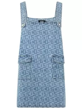 Платье из денима с монограммой GCDS, синий