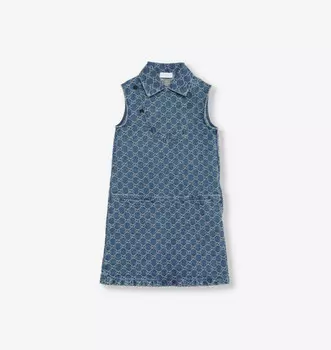 Платье из денима с монограммой на воротнике 6-12 лет Gucci, цвет deep azure
