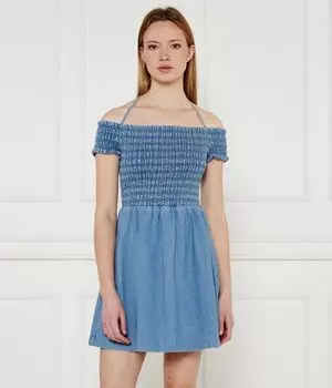 Платье из денима шамбре Tommy Jeans, синий