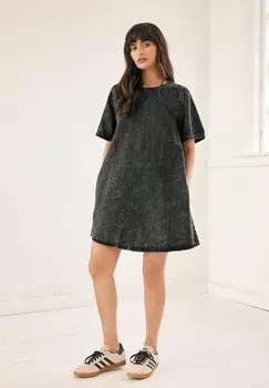 Платье из денима SHORT SLEEVE Next, черный