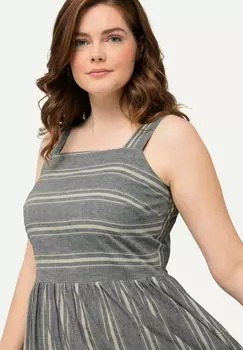 Платье из денима STRIPED SLEEVELESS Ulla Popken, темно-синий