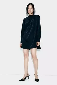 Платье из драпированного твила H&M, черный