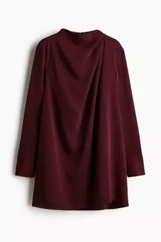 Платье из драпированного твила H&M, красный