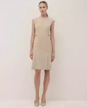 Платье из двойного крепа с рюшами спереди Roberto Verino, бежевый