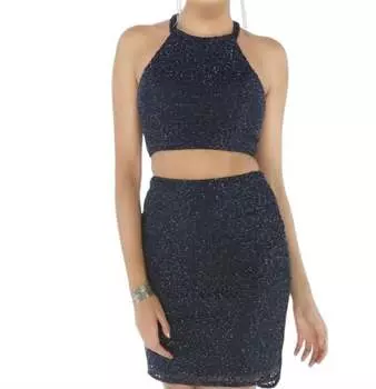 Платье из двух частей с бретельками на спине в темно-синем цвете ALYCE PARIS