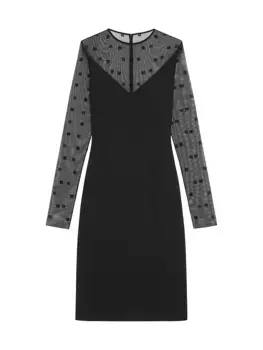 Платье из двух материалов с узором 4G Givenchy, черный