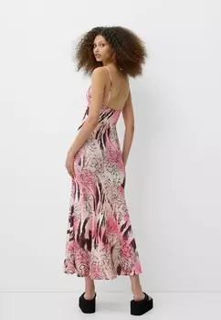 Платье из джерси ANIMAL PRINT, MIDI Bershka, роза