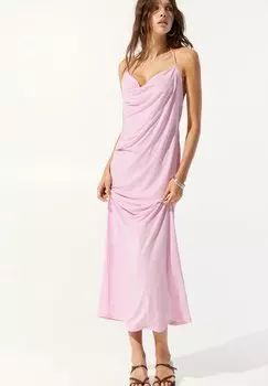 Платье из джерси ASYMMETRIC-MIDI PULL&BEAR, розовый