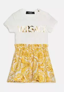 Платье из джерси BABY DRESS BAROCCO LOGO Versace, цвет bianc/oro
