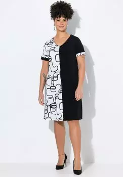 Платье из джерси BEQUEME PASSFORM HALB MIT SCRIBBLE-MUSTER MIAMODA, черный