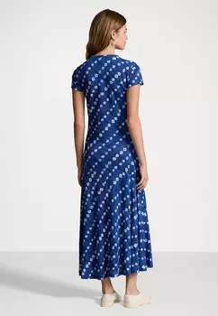 Платье из джерси BLOCK PRINT COTTON LINEN DRESS Ralph Lauren, синий