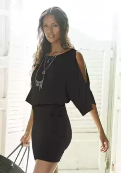 Платье из джерси Buffalo (с завязкой), с разрезами на рукавах, летнее, элегантное, черный