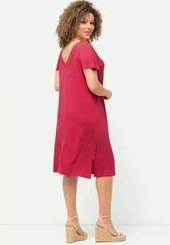 Платье из джерси CAP SLEEVE V-NECK MIDI Ulla Popken, светло-розовый