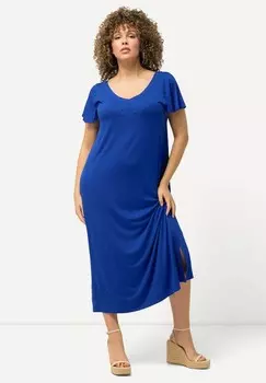 Платье из джерси CAP SLEEVE V-NECK MIDI Ulla Popken, синий